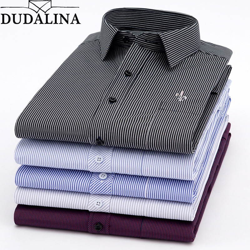 

Dudalina New 2020 Men Long Sleeve Shirts Male Striped Classic-fit Comfort Soft Casual Button-Down Shirt Casual Male Shirt Tops, Qs2103-purple-t