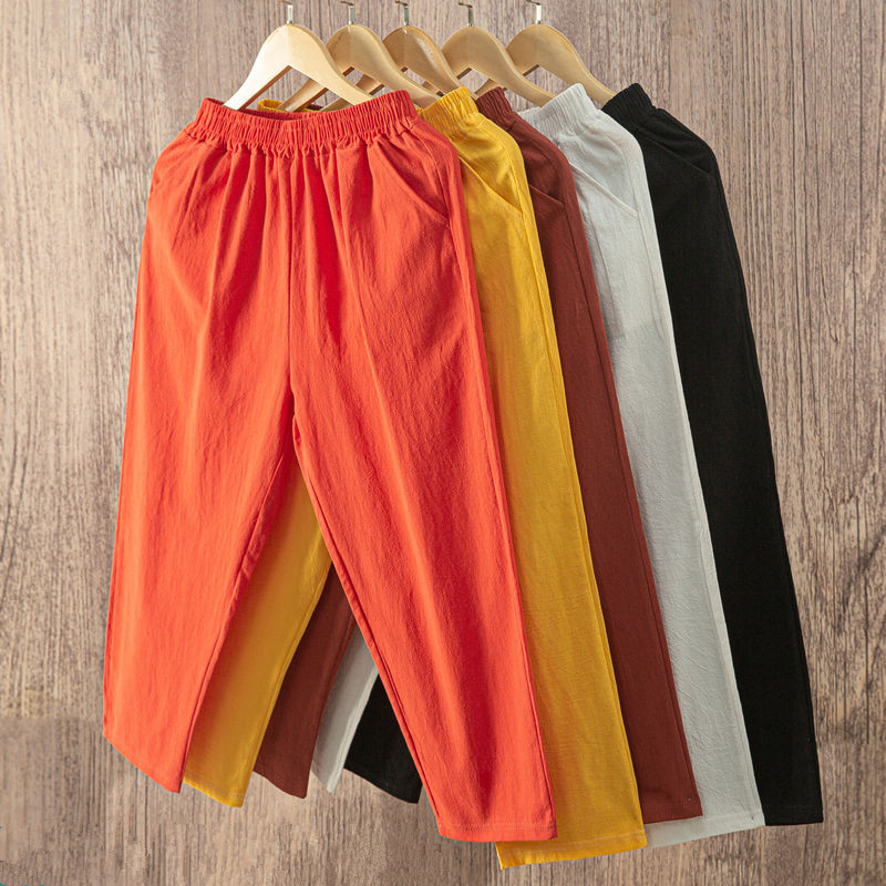 

Cotton harem pants women's 2020summer thin section loose wild loose-fitting casual pants large size thin nine-point carrot