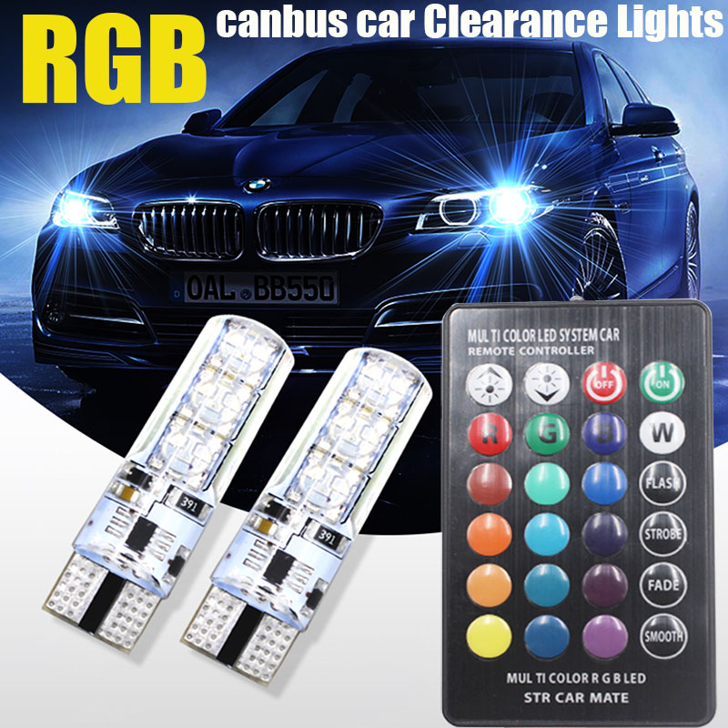 

100 set Canbus T10 RGB Light 6 SMD 194 W5W Colorful LED Car Interior Lamp Bulb Flash Strobe Lights Wireless Remote Controller, As pic