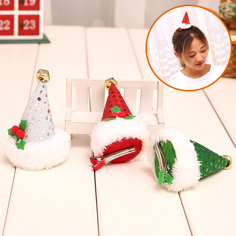 

Christmas Decorations Adults Children Sequin Christmas Hat Hairpin Cartoon Hairpin Selling Cute Headdress Festival Dress
