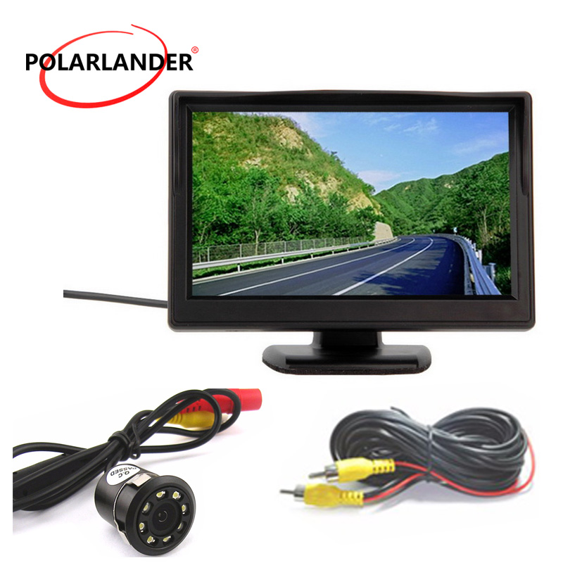 

Reversing Camera With Lamp 18.5mm LED Parking Monitor Plug-In Rear Cam Bus/Car HD Desktop 12-24V 5 Inch TFT Screen Night Vision