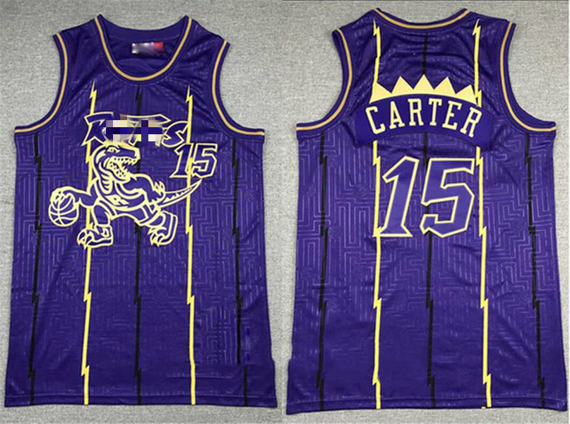 

Throwback Toronto Raptors Jersey 1 TracyMc Grady Vince Carter 15 Mitchell Ness Purple Hardwoods Vintage Basketball Jerseys, Black;red