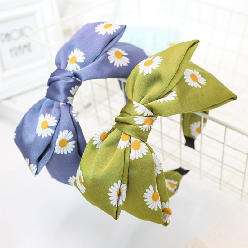 

New Fashion Daisy Headband For Women Big Bow Knot Hairband Adult Soft Top Quality Head Band Travel Party Hair Accessories