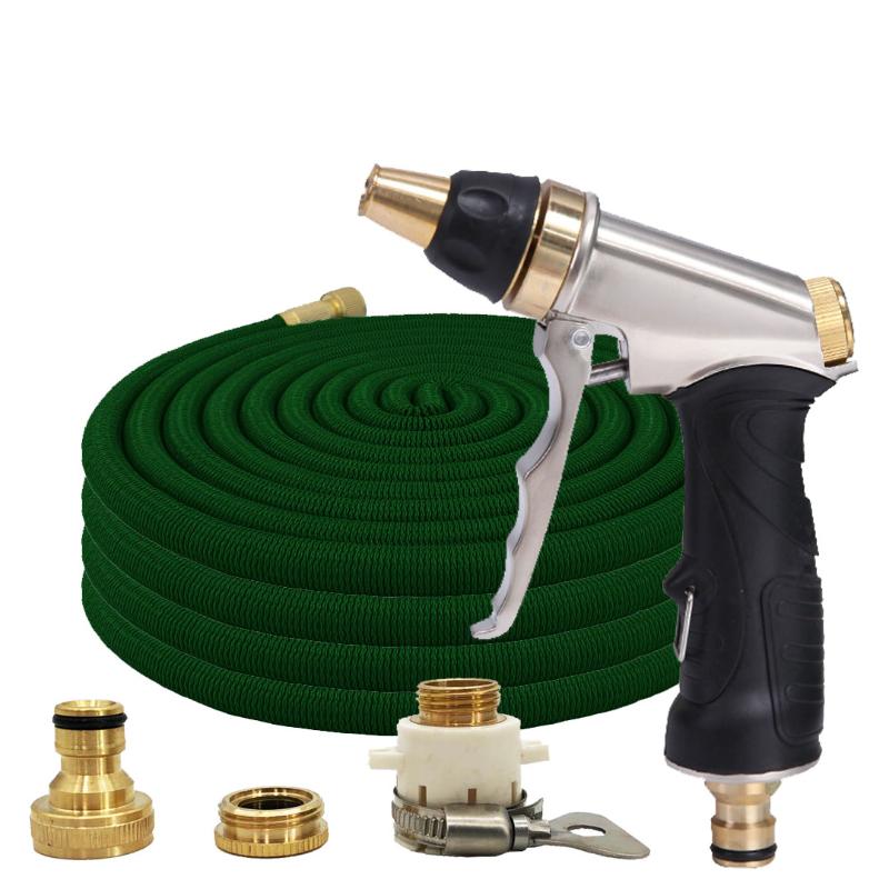 

New Type High Pressure Water Gun Hose Retractable Magic Garden Watering Hose1/2 Connector EU Cleaning Machine Hose Nozzle, Green-hose