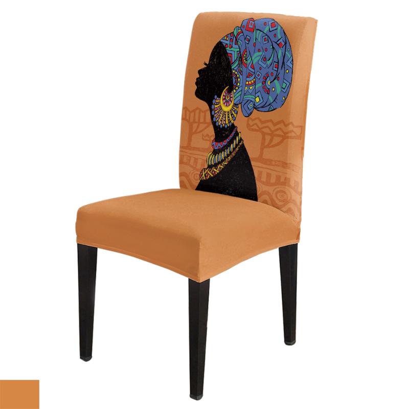 

Dining Chair Covers African Woman Geometric Figures Chair Covers Modern Elastic Printing Hotel Wedding Home