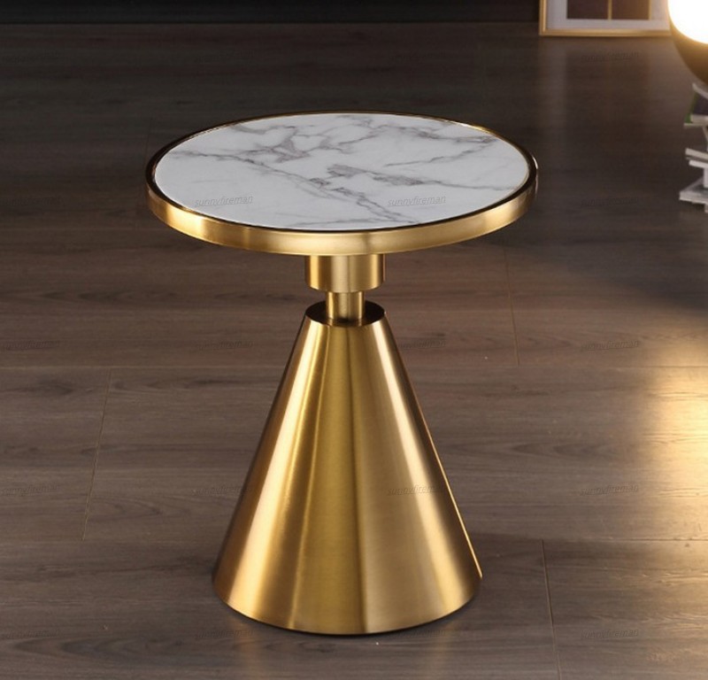 

Contemporary design Round Gold stainless steel Marble top Bistro table Coffee table Pub table for hotel Club Cafe