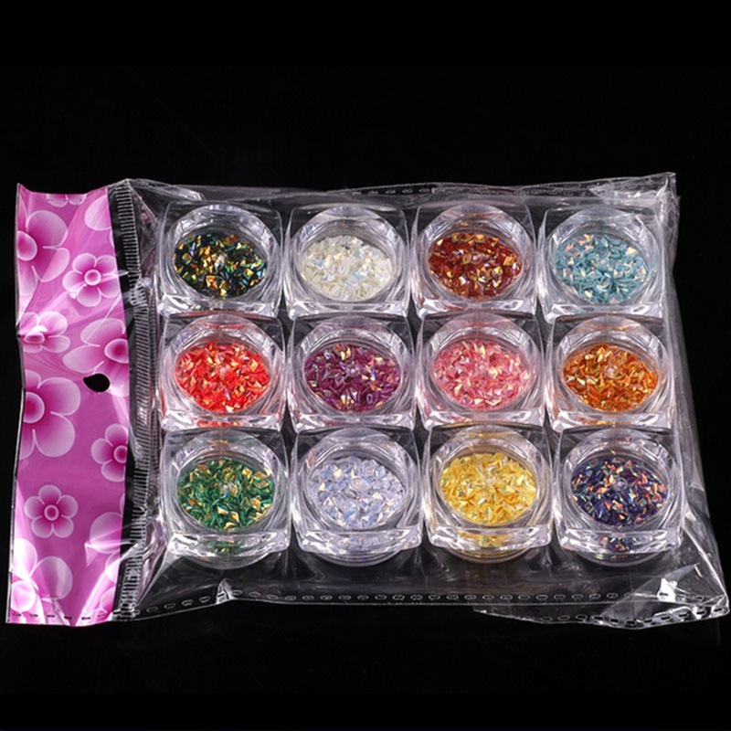

1/12Box Rhombus Design Nail Glitter Sequins Spangle AB Color Acrylic Tips UV Gel Polish Nails Tool Art