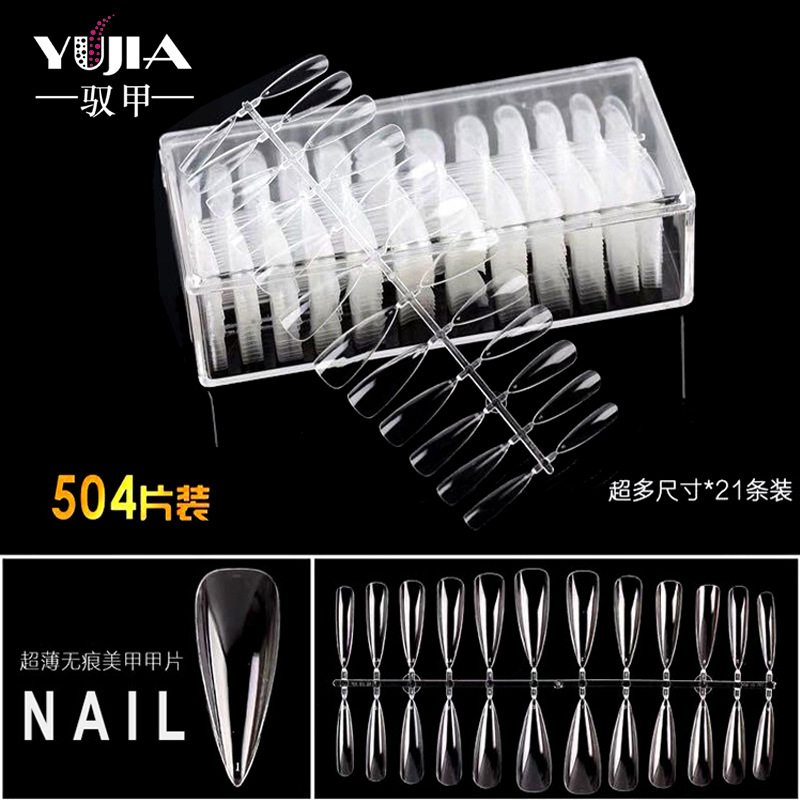 

New Products False Nails Salon Nail Tip Natural Transparent Color Pointed-Toe Fake Nails 504Pcs, Salon a ndk bt p07 n natural color