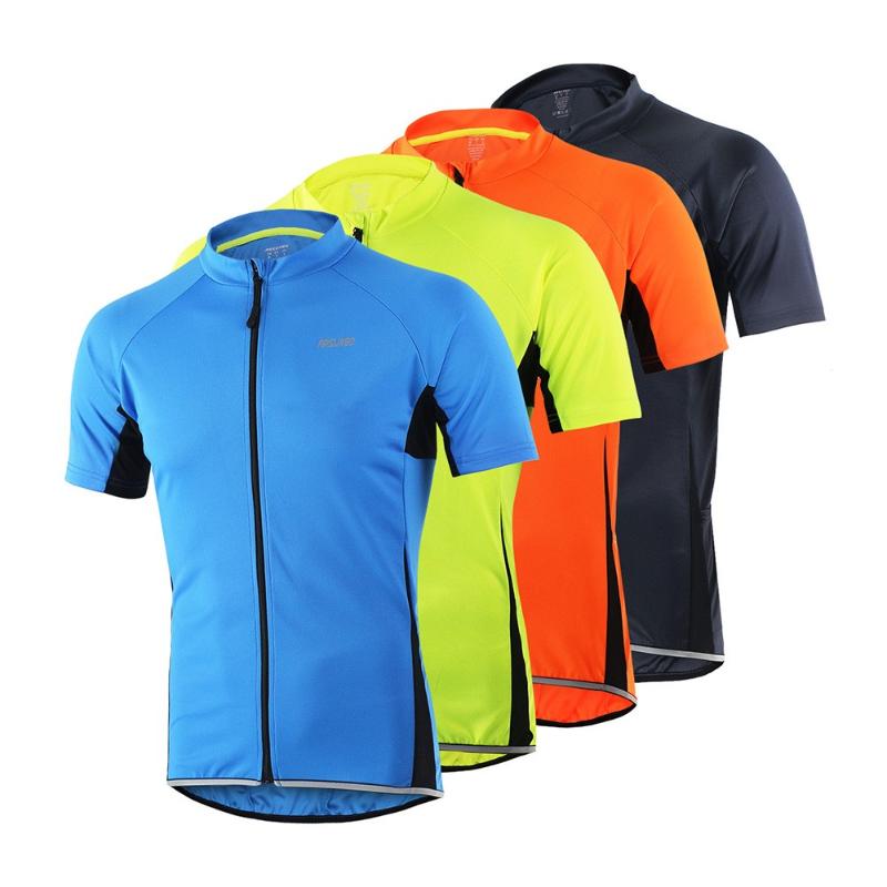 

Men's Cycling Jersey Short Sleeve Summer Breathable Reflective Road Mountain Bike Clothing Bicycle Shirt with Full Zipper, Green