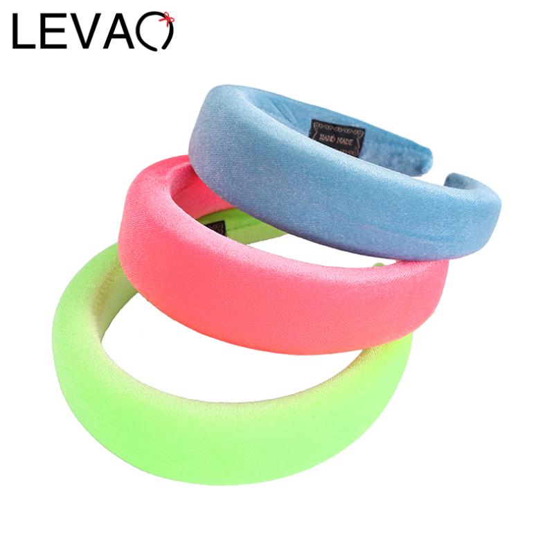 

LEVAO Velvet Thickened Sponge Headband Fluorescent Hairband Fashion Bezel Turban Women Girls Hair Accessories Hair Hoop Headwear