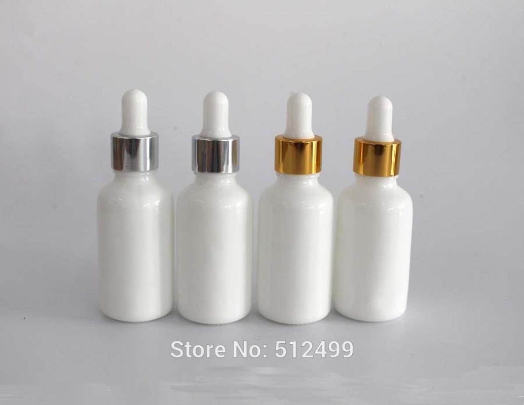 

5/20/30pcs 30ml porcelain white glass Essential Oil Bottles dropper refillable bottle gold/silver cap