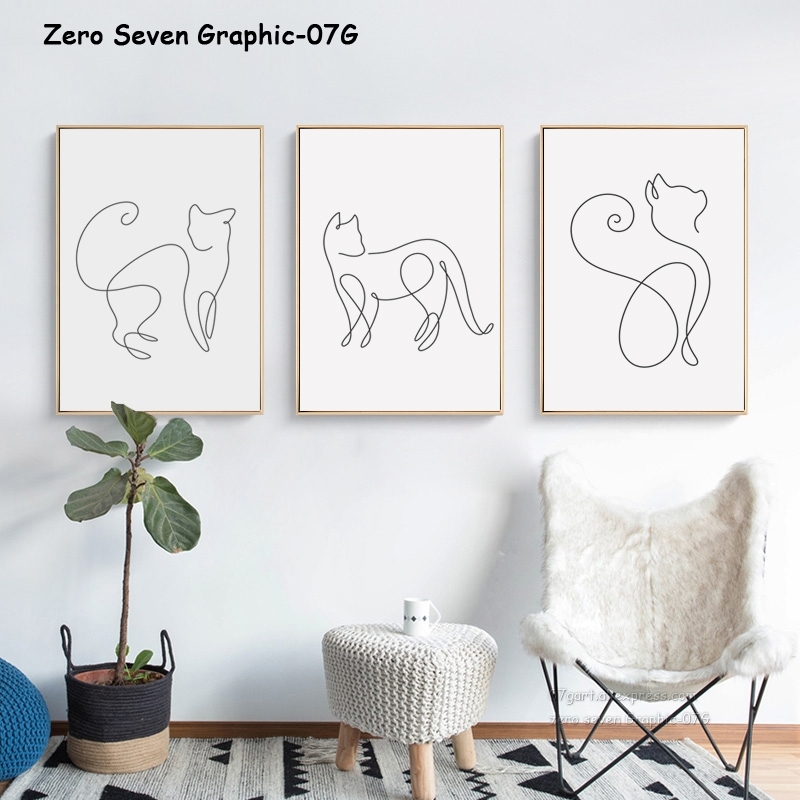 

Abstract Line Cat Canvas Art Painting Print Poster Picture Wall Living Room Bedroom Home Decoration