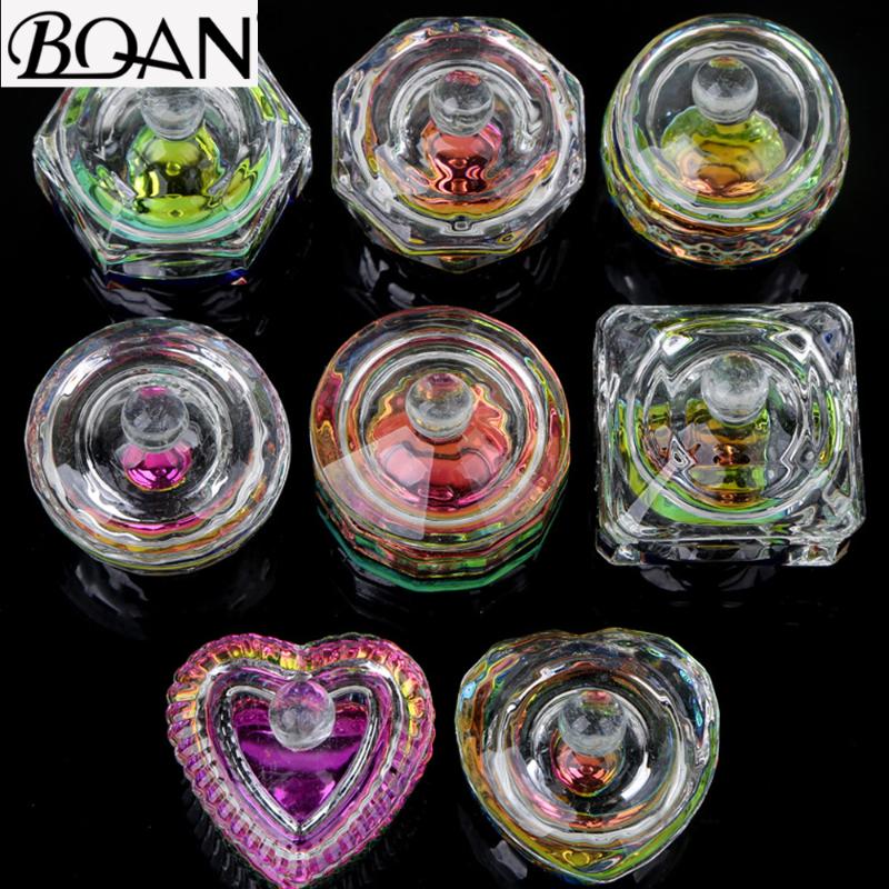 

BQAN Colors 1PC Acrylic Powder Liquid Crystal Glass Dappen Dish Lid Bowl Cup Holder Manicure Equipment Nail Tool For Nail Art