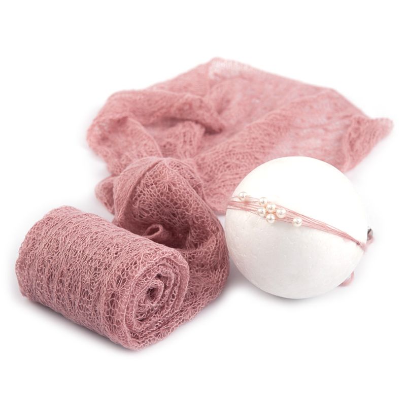 

2 Pcs Set Newborn Baby Photography Props Blanket Wraps Stretch Knit Wrap Photo Newborn Headdress Cute Cloth Hair Accessories