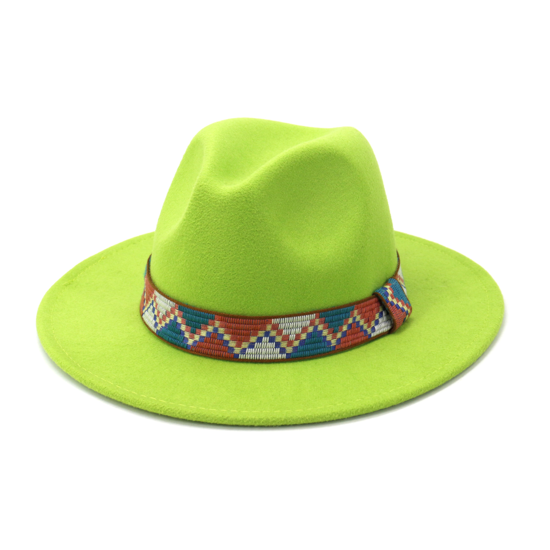 Wide Brim Lime Green Wide Brim Fedoras Men Wool Felt Hats Khaki Casual