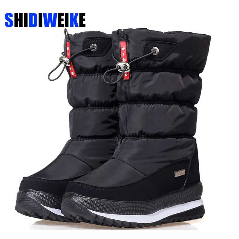 

3 Colors Warm Down women's Snow Boots thick fur plush mid calf boots women white black ladies cotton Space female AB744