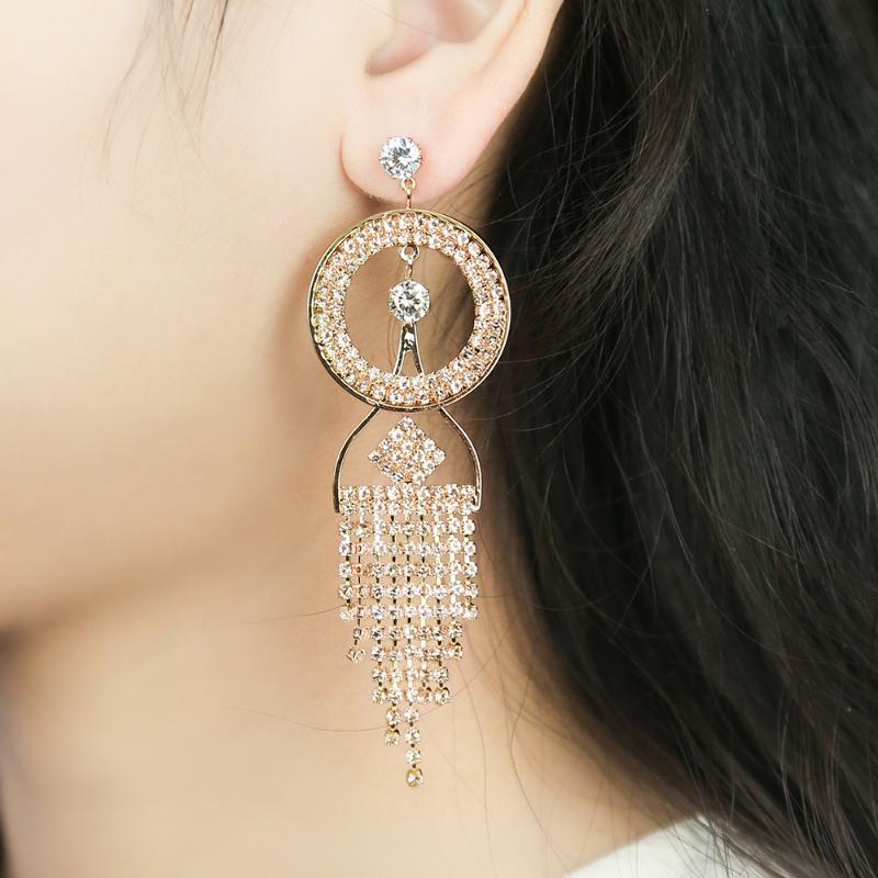 

WYBU Fashion Cubic Zironia Tassel Metal Chain Round Drop Earring Arrow Pendant Ear Jewelry Gift For Women Brincos Pendiente
