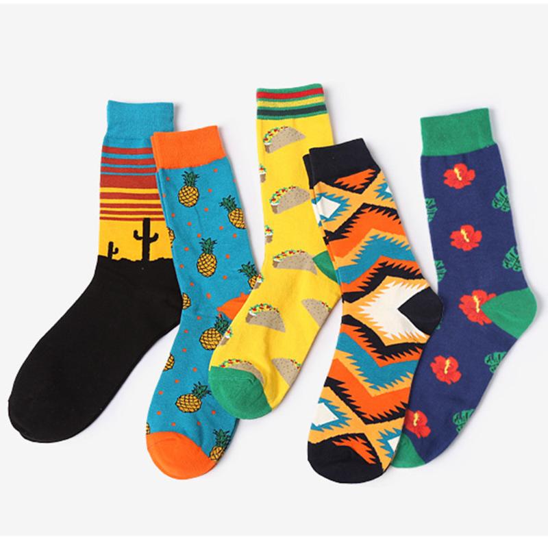 

socks men Men Fashion Cartoon Contrast Color Cotton hip hop Sock Stocke W923, Or