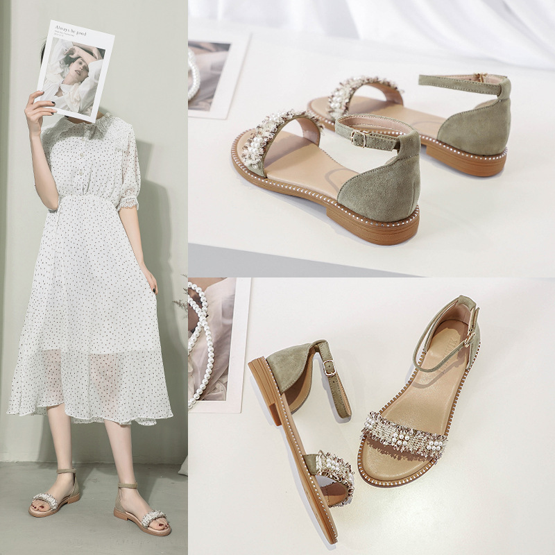 

Rome Sandals Women's Student All-match Fairy Shoes Flat Low Heel Sandals Woman 2020 Summer Woman Shoes Flat, Black