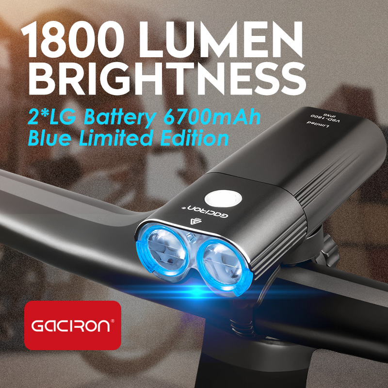 

Gaciron Bicycle Light Front 1800lumem Bike Headlight Led USB Rechargeable 6700mAh Power Bank IPX6 Waterproof Bike Accessories