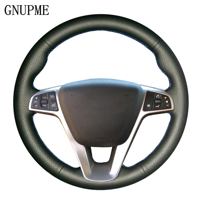 

GNUPME DIY Black Genuine Leather Hand-stitched Car Steering Wheel Cover for Lada Vesta 2020 2020