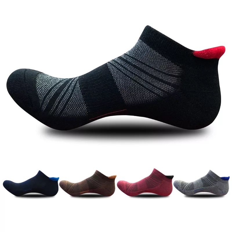 

New Men's Socks Thickened Towel Bottom Pure Dark Flower Boys Sports Boat Socks Outdoor Cotton,Sports, Gj-zjhx008