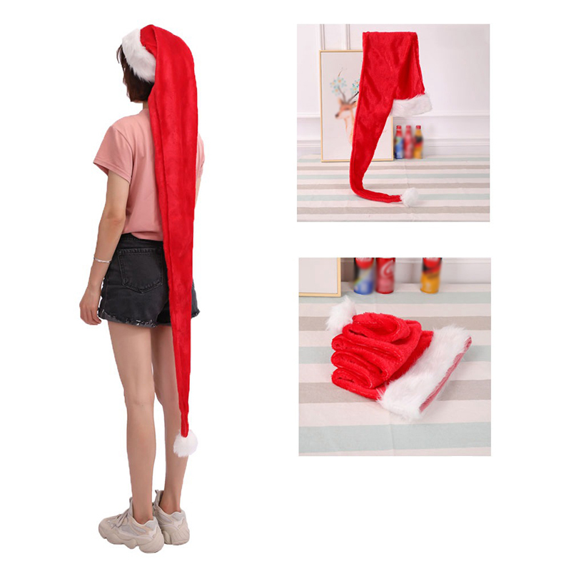 

YOMDID Adult Children Long Christmas Hat Red Hat for Plush Santa Claus Cap New Year 2020 Party Christmas Decoration for Home