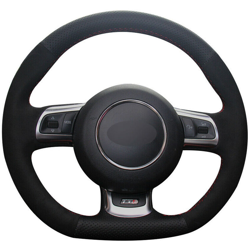 

diy Hand sewing customization Black Suede&Hole Leather Steering Wheel Hand-Stitch on Wrap For Audi TT 2008-2013 car accessories
