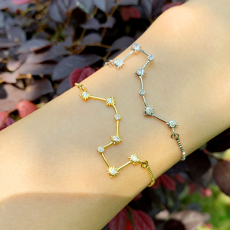 

Gold Filled Constellation Bracelets For Women Crystal Big Dipper Charm Bracelet Cubic Zirconia Fashion Jewelry Wholesale brtc26