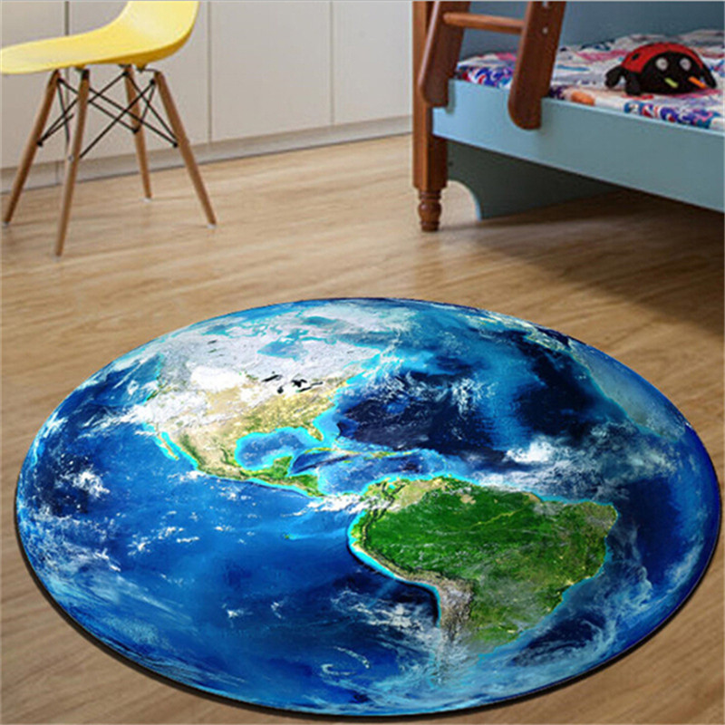 

Modern Round Carpet 3D Print Earth Planet Soft Carpets Anti-slip Rugs Computer Chair Mat Floor Mat For Kids Room Home Decor