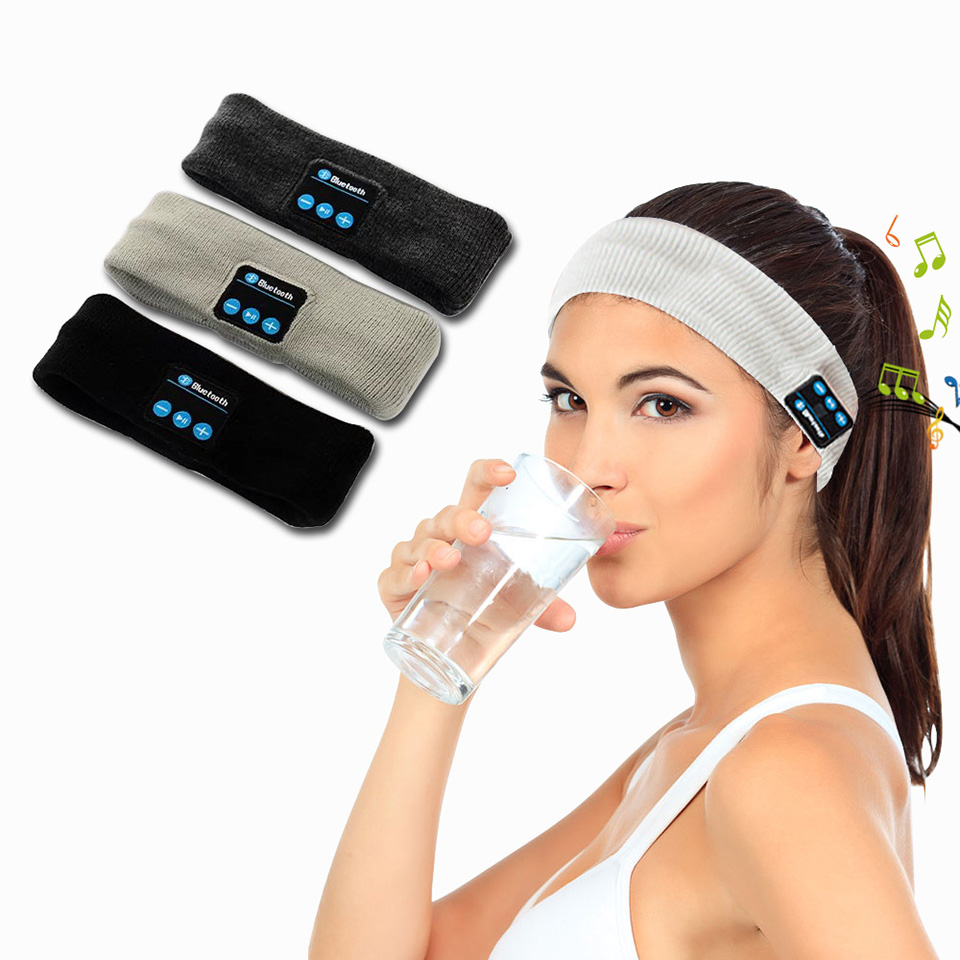 

Bluetooth Music Headband hats Sleeping Headwear Headphone Speaker Runing Headset Fashion Runing Sport Hat, Gray