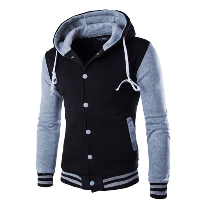 

Fashion Men Sweatshirt Baseball Casual Coat Male Winter Clothes Long Sleeve Hooded Zipper Pullover Hoody Sweatshirt Hoodies Men, Blue