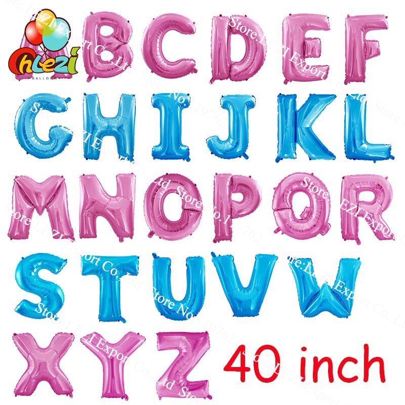 

NEW 40 inch Pink Blue Letter Foil Balloon Large Helium Balloons Wedding Birthday Party Decoration Supplies Paper card packaging