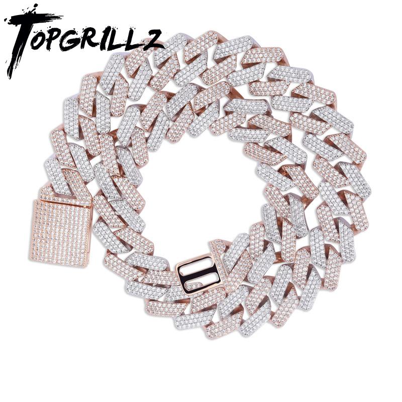 

wholesale 20mm Miami Newest Box Clasp Cuban Link Chain Heavy Iced Zircon Necklace Choker Bling Bling Hip hop Jewelry For Men