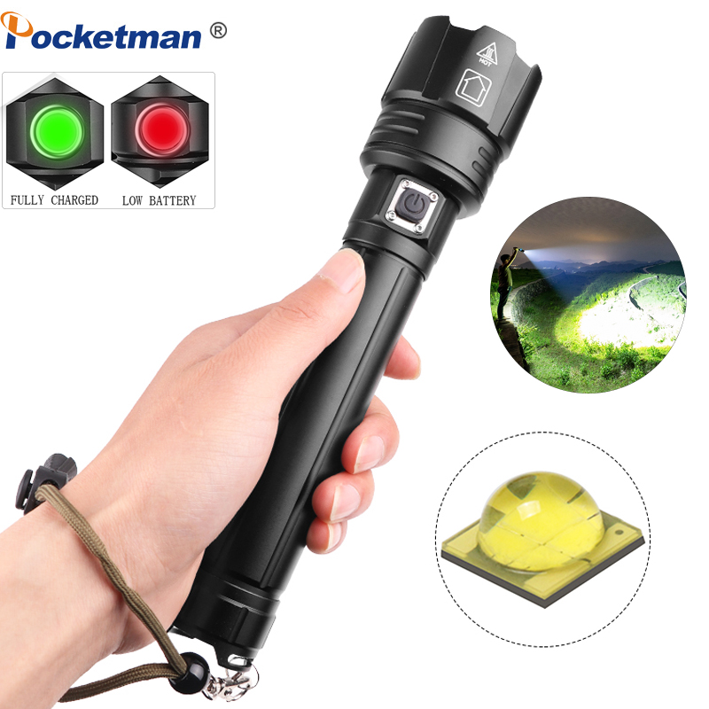 

Newest 2020 linterna Ultra Powerful 18650 LED XLamp USB Rechargeable XHP70 Tactical Light Camp Torch fishing