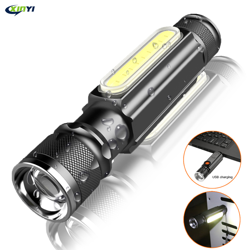 

6000LM USB Rechargeable Multifunctional LED Built-in battery Powerful T6 torch Side COB Light tail magnet Work Light