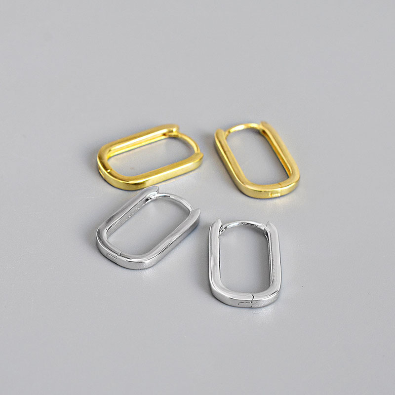 

925 Sterling Silver Hoop Earrings for Women Huggie Earings Oval Minimalism Gold Silver Fine Jewelry Hypoallergenic