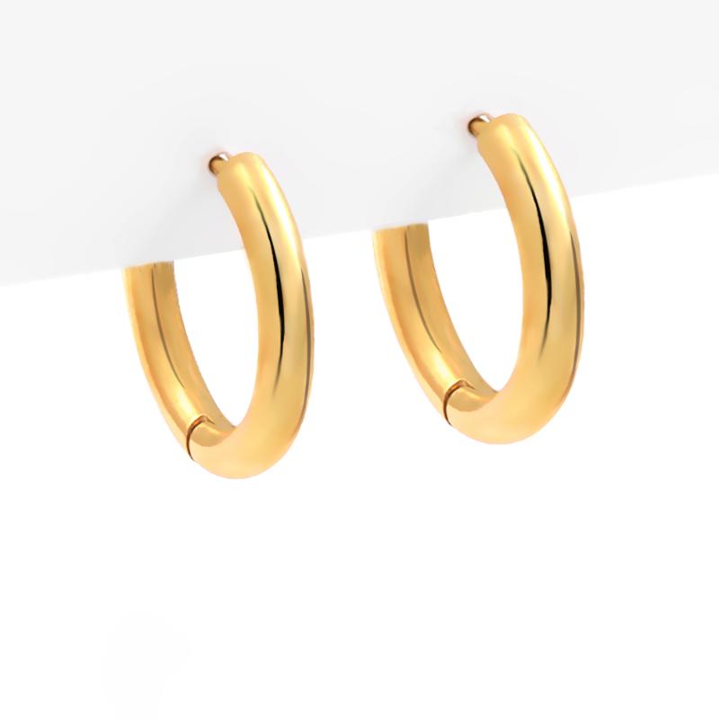 

Stainless Steel Metal Small Round Hoop Earrings For Women Minimalist Ear Bone Buckle Circle Huggie Earrings Fashion Jewelry 20mm