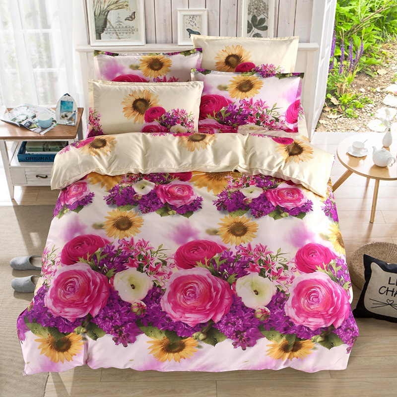 

wholesale Luxury high-quality Soft comfortable 3d jacquard  size Wedding gift 1*flat bed linen 2*pillow cover 1*Quilt cover 15, As the picture 0