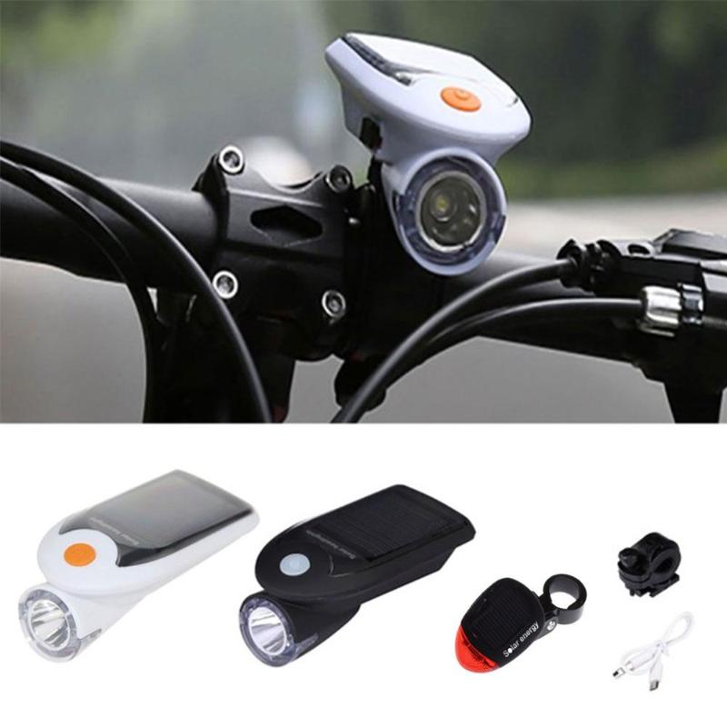 

Solar-Powered Bike Lights High Brightness Bikes Headlight Taillight Waterproof 4 Lighting Modes