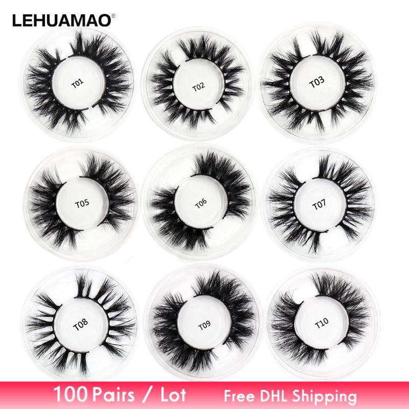 

Free DHL 100pairs Eyelashes 3D Mink Lashes Handmade Mink Dramatic Lashes cruelty free reusable soft cross wholsale