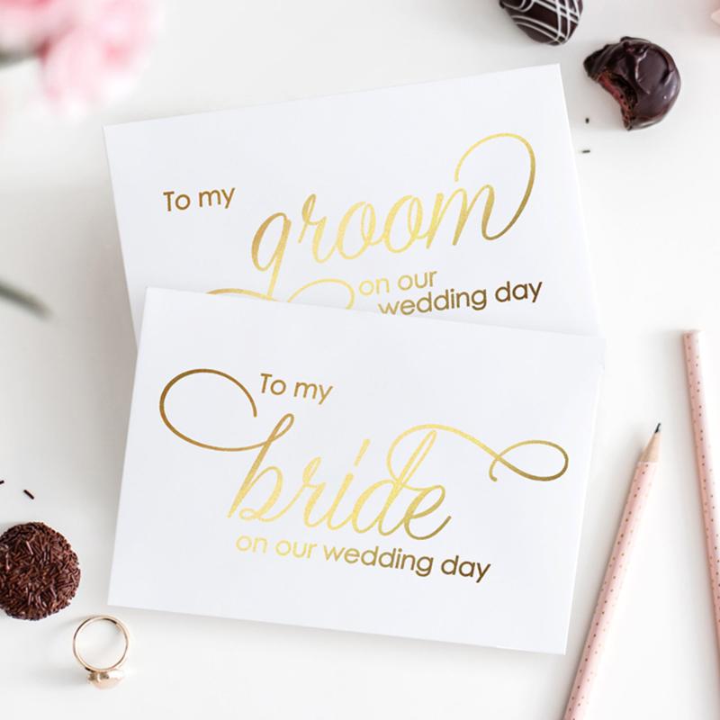 

Custom Foil Wedding Cards To My Groom On Our Wedding Day Personalized To my groom card & bride card bride on