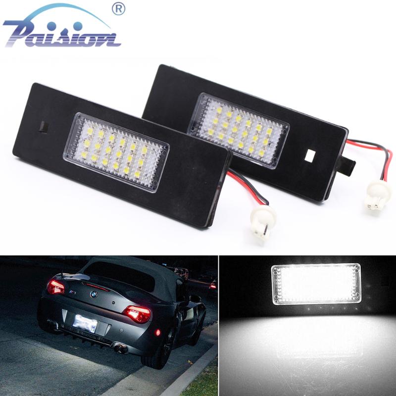 

2Pcs LED License Plate Lights Error Free For E81 E87 118i 120i 130i E85 E86 Z4 E89 M6 F20 F21 Mini Cooper R55 R60 R61, As pic