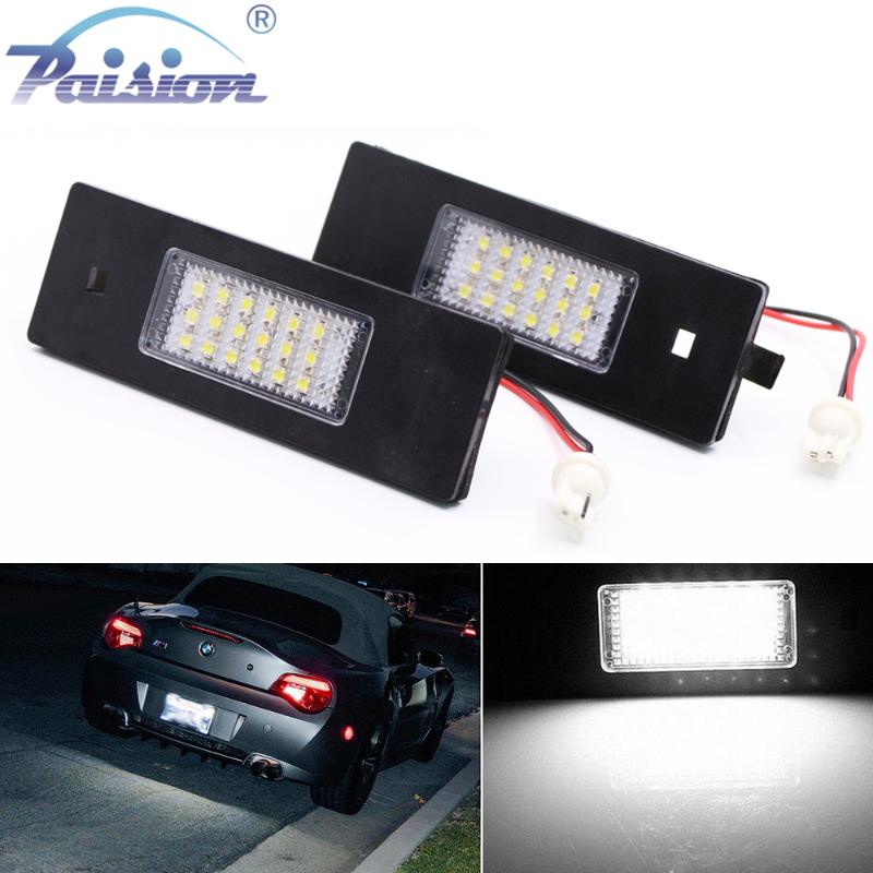 

2Pcs LED License Plate Lights Error Free For E81 E87 118i 120i 130i E85 E86 Z4 E89 M6 F20 F21 Mini Cooper R55 R60 R61, As pic