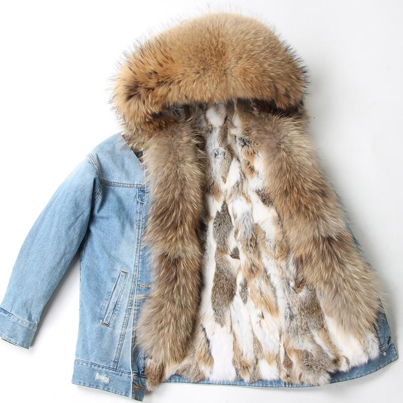 

2020 winter jacket denim parka, ladies parka, real fur coat, natural raccoon leather hood, real leather lining, K23-1