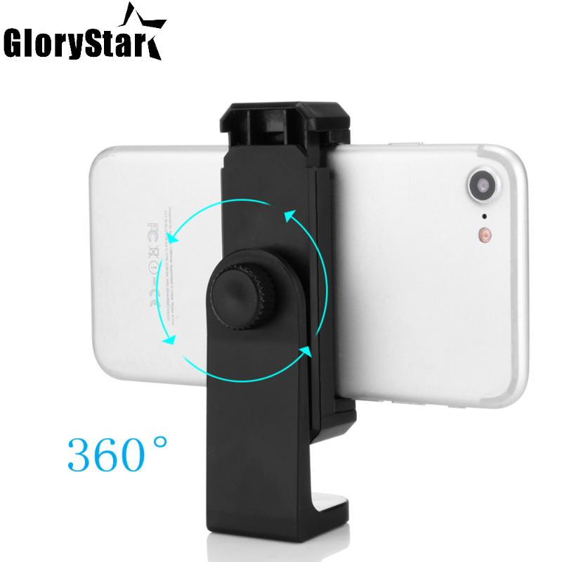 

Black 360 Degree Cell Phone Stand Vertical Bracket Smartphone Clip Holder 360 Adapter Tripod Mount for Samsung Selfie