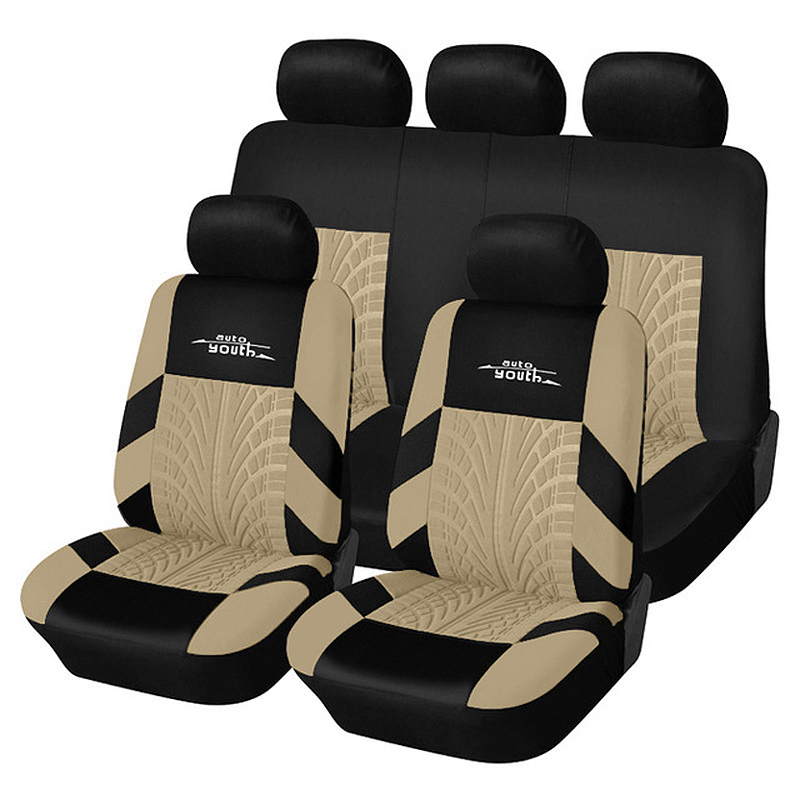

AUTOYOUTH Car Seat Cover Polyester Fabric Universal Automobile Seat Covers For Car Protector Tire Track Detail Styling