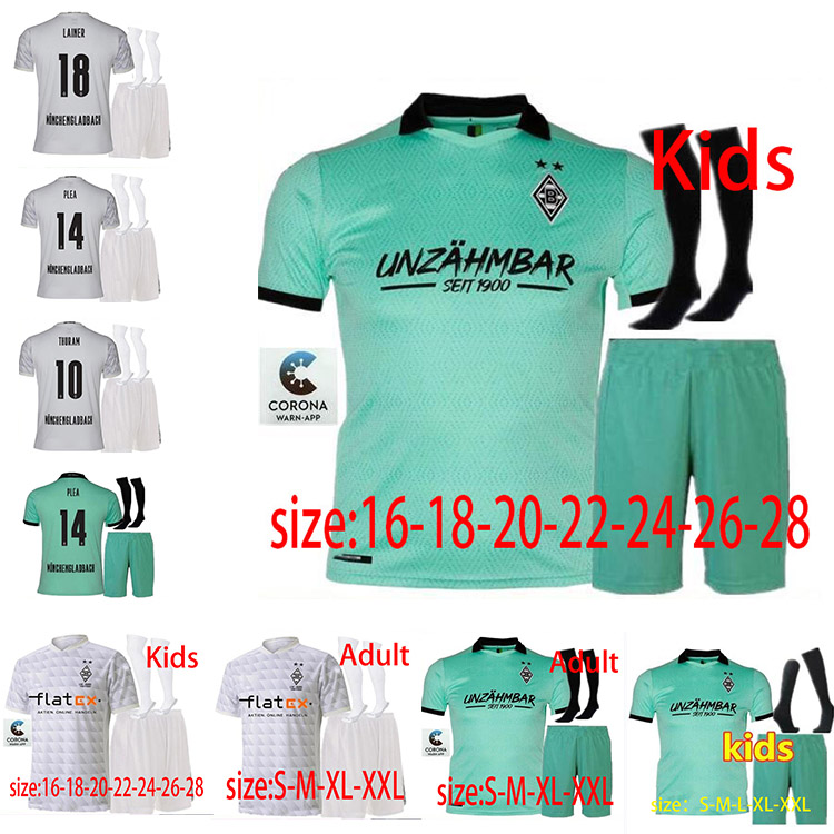 

2020 Borussia Monchengladbach Adult and kids+socks soccer jerseys 20 21 Monchengladbach child hazard RAFFAEL STINDL PLEA football shirts, Black;yellow