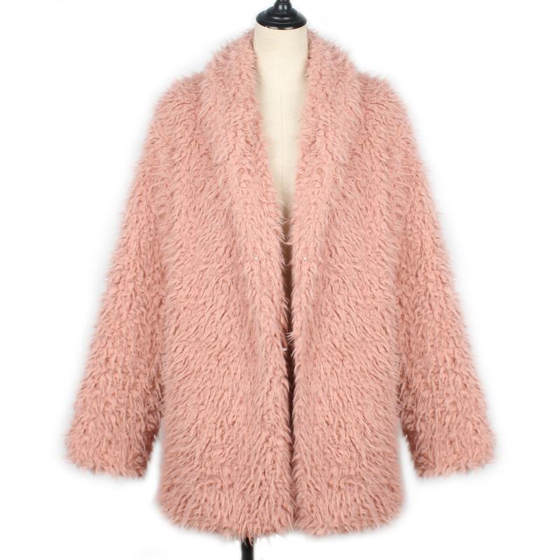 

F0238 European and American Autumn and Winter Women' Clothing Plus Size long Sleeve Women Faux fur Coat, Black