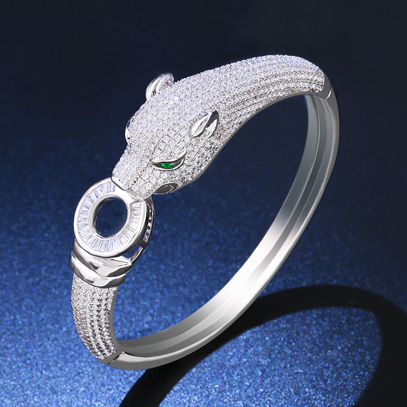 

OCESRIO Leopard Bracelet Bangle Jewelry High Quality CZ Pave Women Bracelet Dubai Jewellery brt-a82